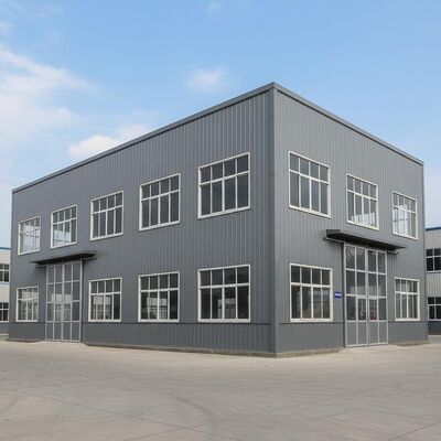 Entrepôt à structure métallique pour atelier construit avec des fenêtres en aluminium et PVC offrant un espace de stockage industriel durable et polyvalent