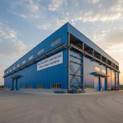 Entrepôt de charpente en acier de couleur bleue offrant une capacité de production de 50000 tonnes par an Conçu pour le stockage et les besoins de construction durables