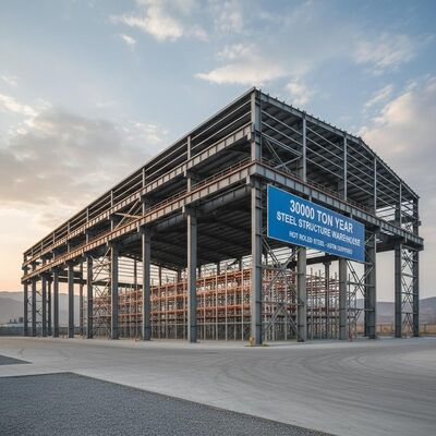 Entrepôt de structure en acier de grande capacité avec des membres de colonne en acier durables et en acier Q235B Q345B à faible teneur en carbone conçu pour le stockage industriel