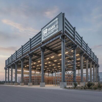 50 ans d'entrepôt de structure métallique avec une forte section H Construction en acier idéale pour le stockage commercial