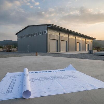 Plan de dessin de l'acheteur entrepôt de structure métallique avec type de fondation en béton conçu pour des solutions de stockage évolutives