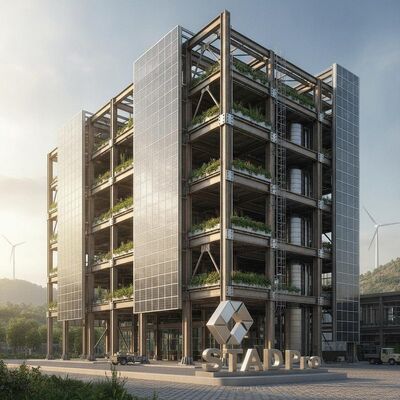 STAAD Pro a conçu un bâtiment d'ingénierie en acier utilisant des matériaux recyclables pour des applications durables et d'ingénierie
