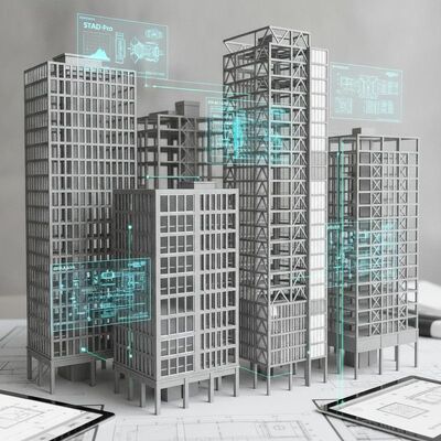 Bâtiments structurels en acier utilisant le logiciel STAADPro RamConnection MidasGen offrant des fenêtres en alliage d'aluminium et du PVC pour les conceptions de construction