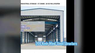 Atelier d'entrepôt de charge de vent de la structure métallique 200 Kmh